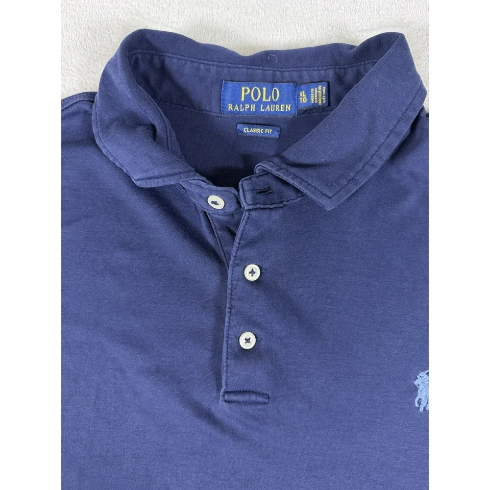 Polo Ralph Lauren Polo Shirt Mens XL Navy Blue Classic Fit Cotton Small Pony